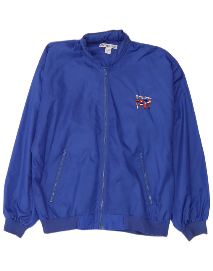 Vintage Herren Bomberjacke mit Kapuze UK 38 Mittelblaues Nylon
