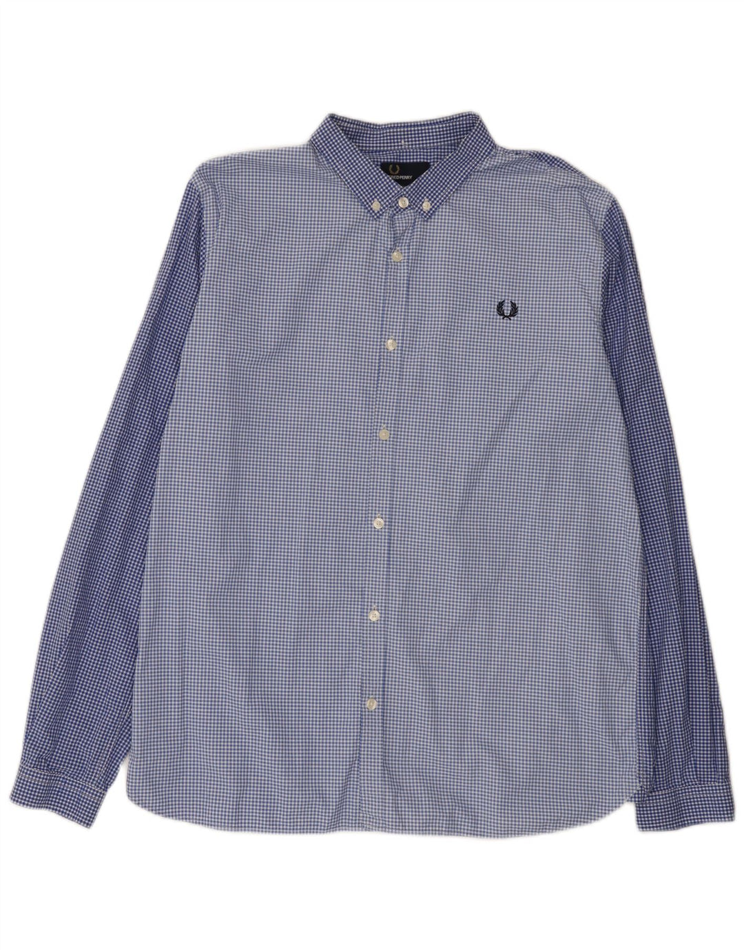 Fred Perry Herren-Slim-Fit-Hemd XL aus blauer Gingham-Baumwolle