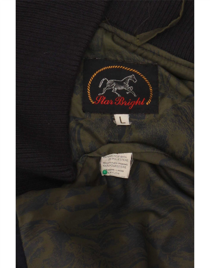 Vintage Herren Zweireihige Steppweste UK 40 Großes marineblaues Polyester
