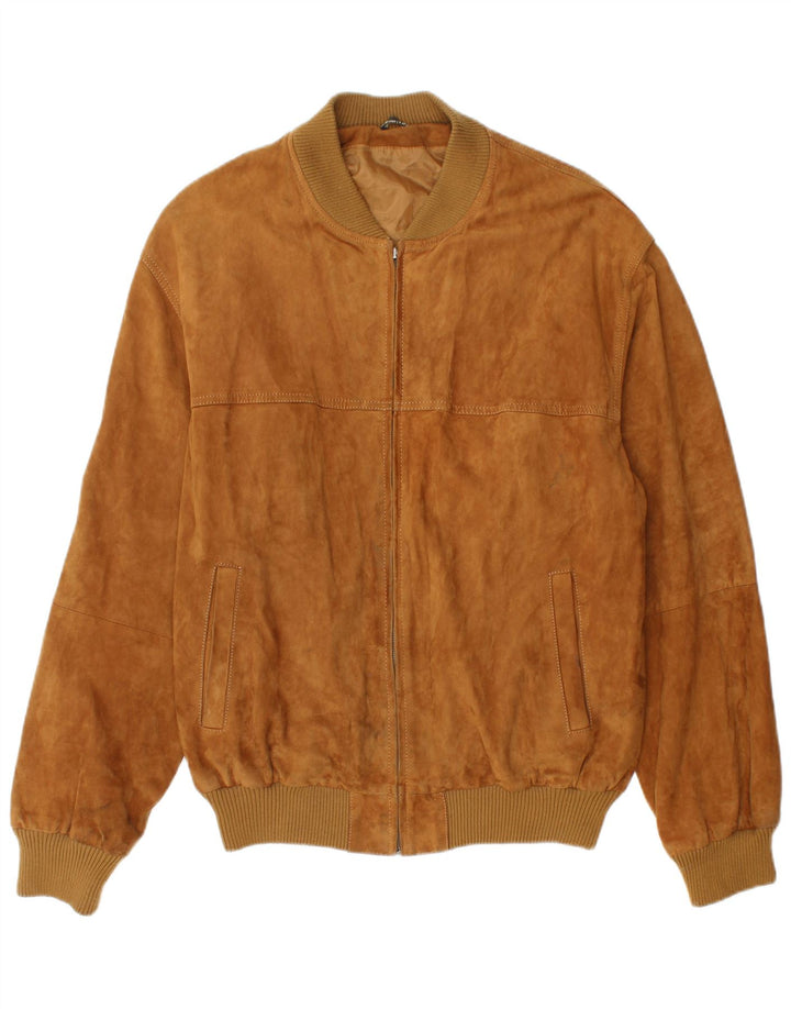 Vintage Herren Wildleder Bomberjacke IT 54 2XL Braunes Leder