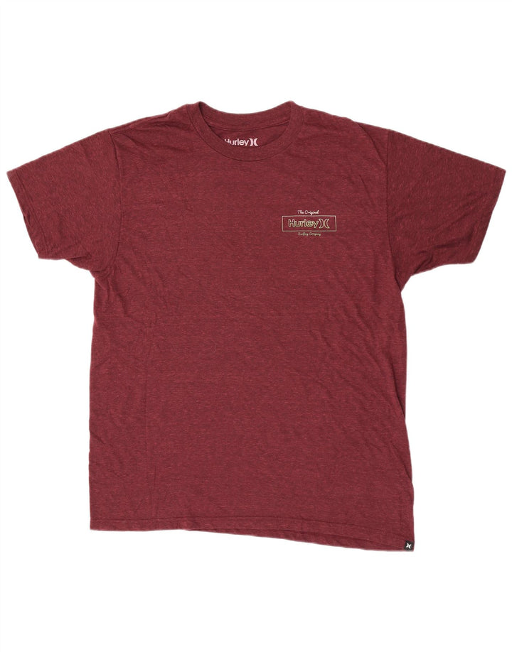 Hurley Herren-T-Shirt-Oberteil, großes, burgunderrot meliertes Polyester