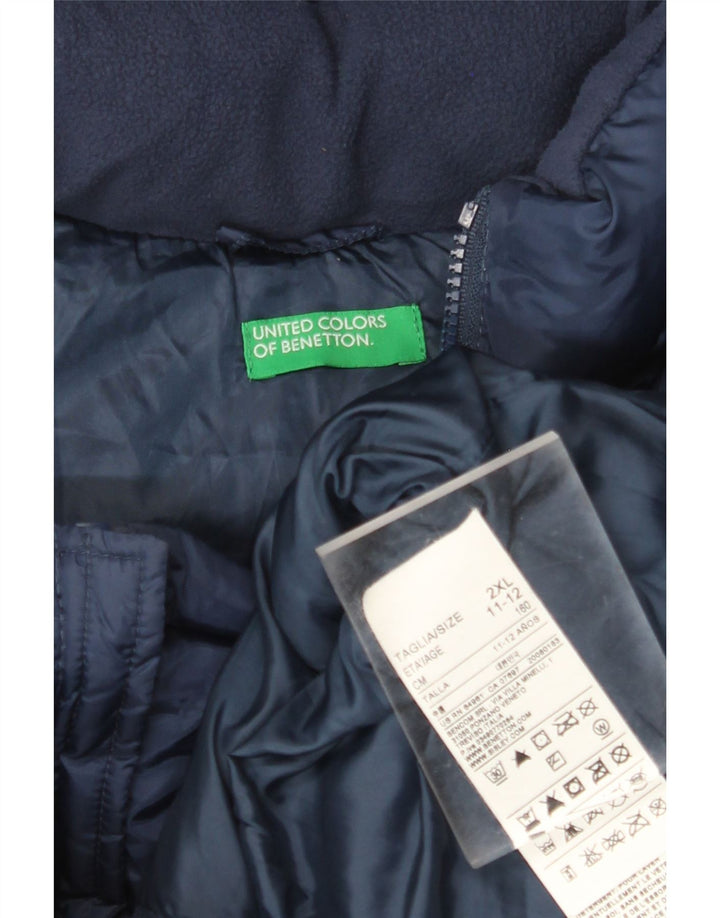BENETTON Wattierte Weste für Jungen mit Kapuze, 11–12 Jahre, 2XL, Marineblau, Polyamid