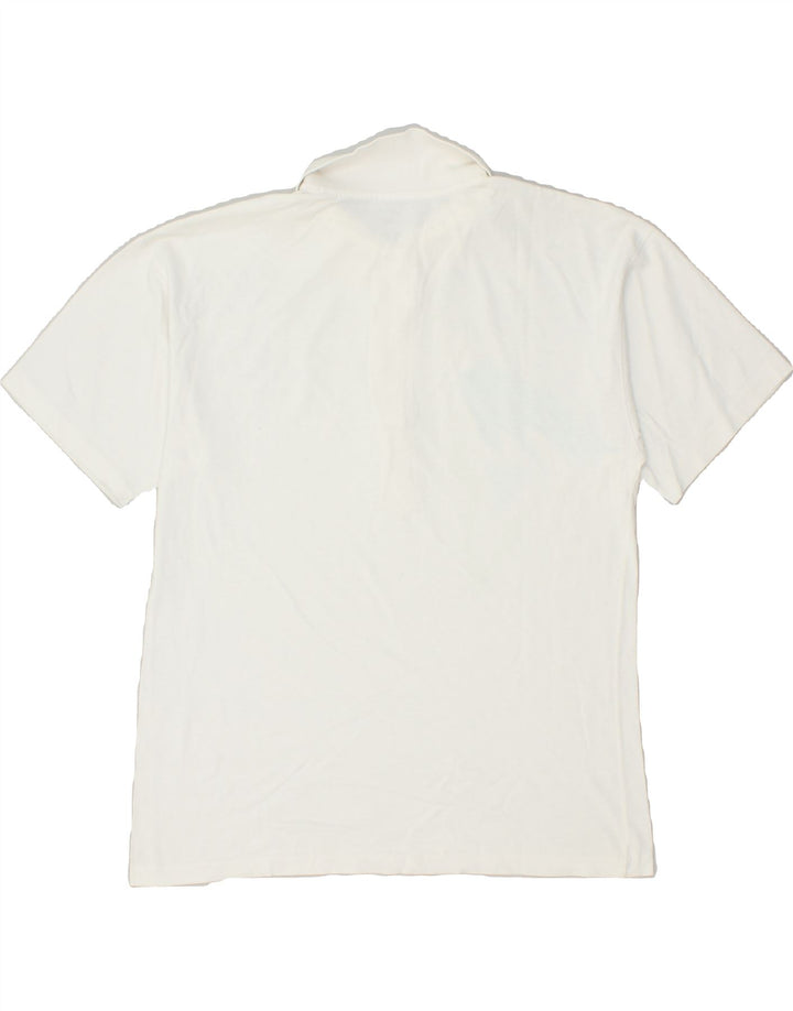 VINTAGE Womens Graphic Polo Shirt UK 14 Large White | Vintage Vintage | Thrift | Second-Hand Vintage | Used Clothing | Messina Hembry 