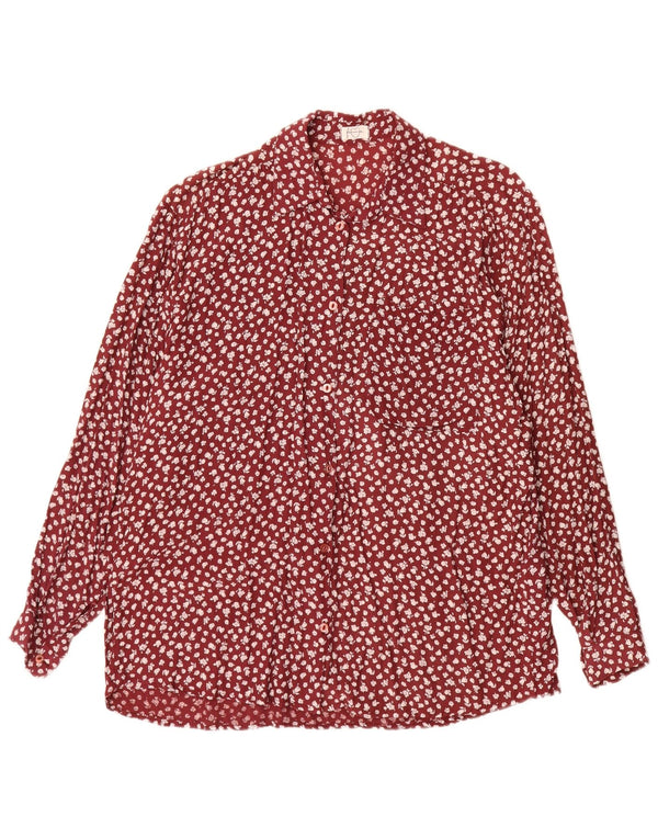 Vintage Damen Shirt UK 18 XL Rot geblümte Viskose