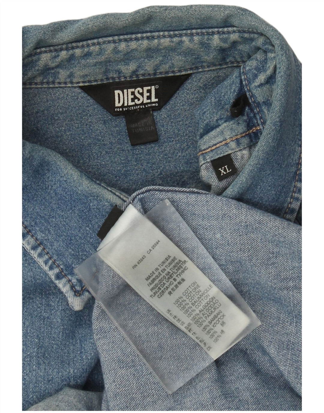 Diesel Herren Jeanshemd XL, blaue Baumwolle
