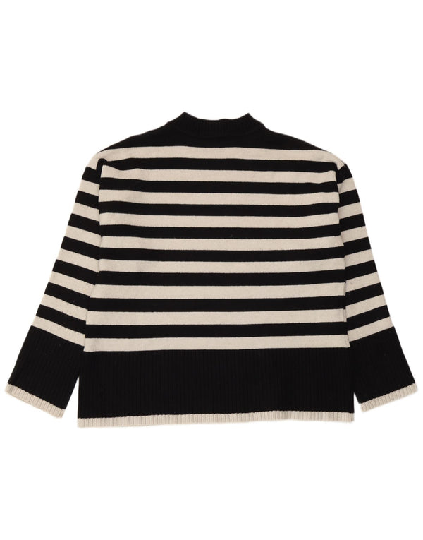 Zara Damen-Pullover mit Rundhalsausschnitt, UK 14, mittlere marineblaue gestreifte Viskose