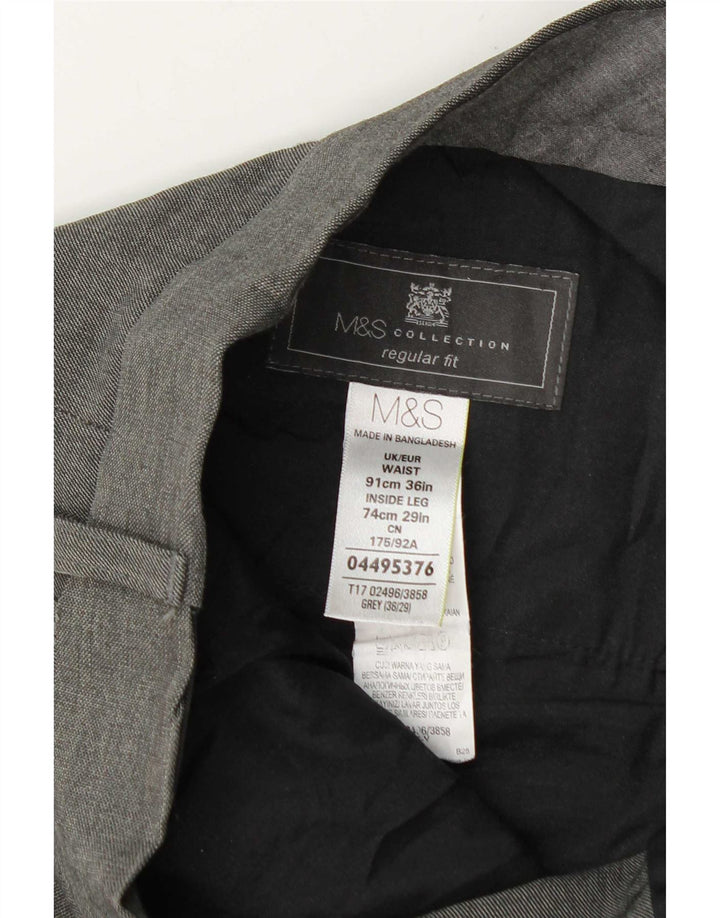 Marks & Spencer Herren-Anzughose in normaler Passform, W36 L29, grau, Polyester