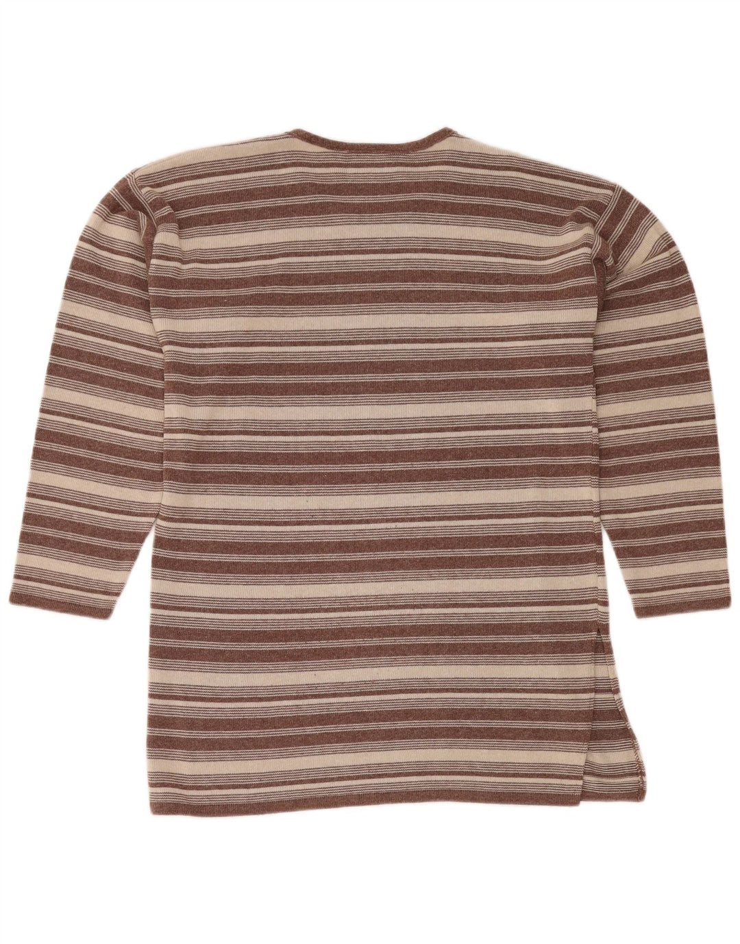 VINTAGE Womens Crew Neck Jumper Sweater UK 12 Medium Brown Striped