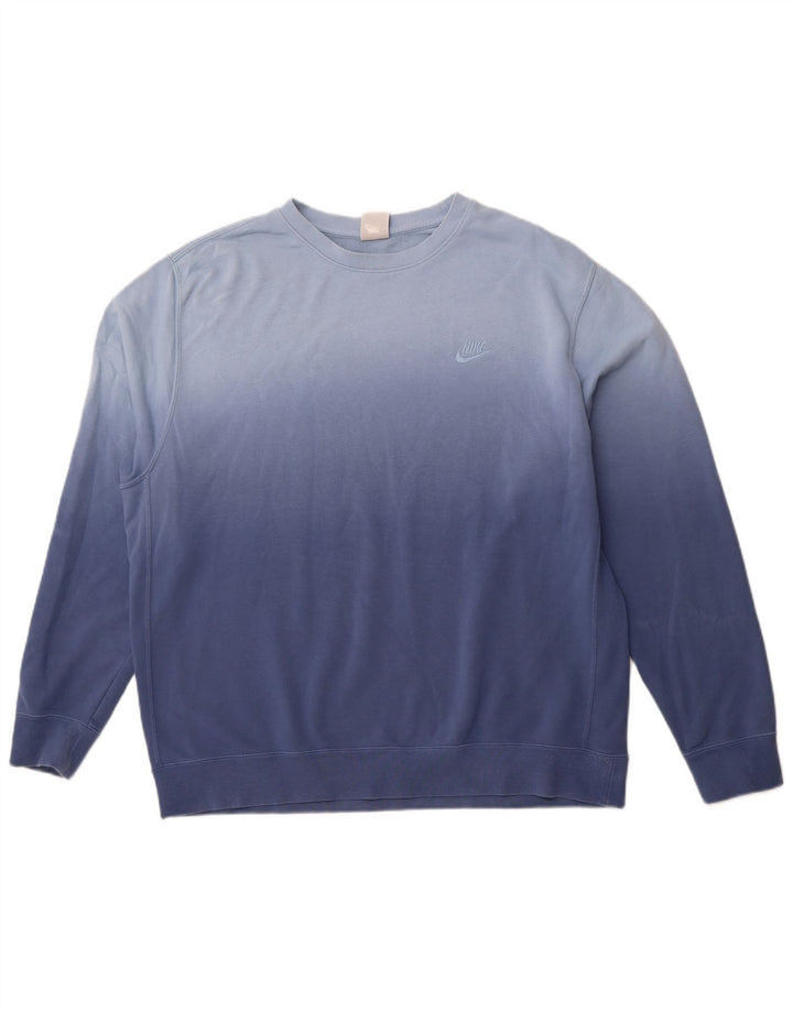 NIKE Herren Sweatshirt Pullover XL Blau Colourblock Baumwolle