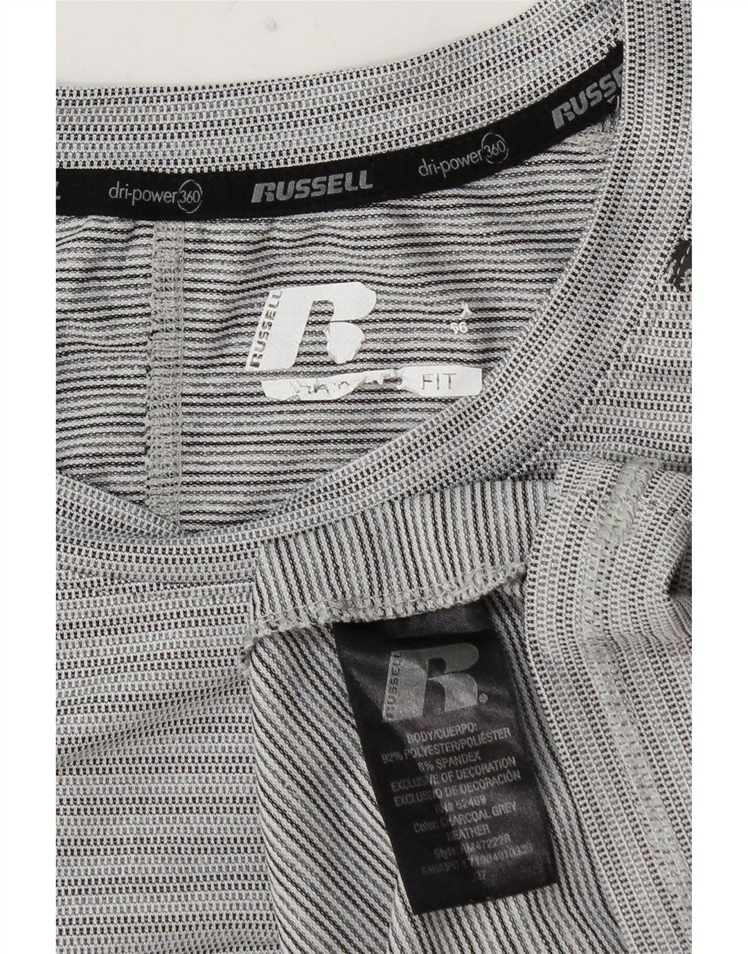 RUSSELL ATHLETIC Herren Dri-Power Top Langarm XL Grau Nadelstreifen