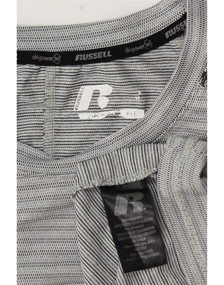 RUSSELL ATHLETIC Herren Dri-Power Top Langarm XL Grau Nadelstreifen