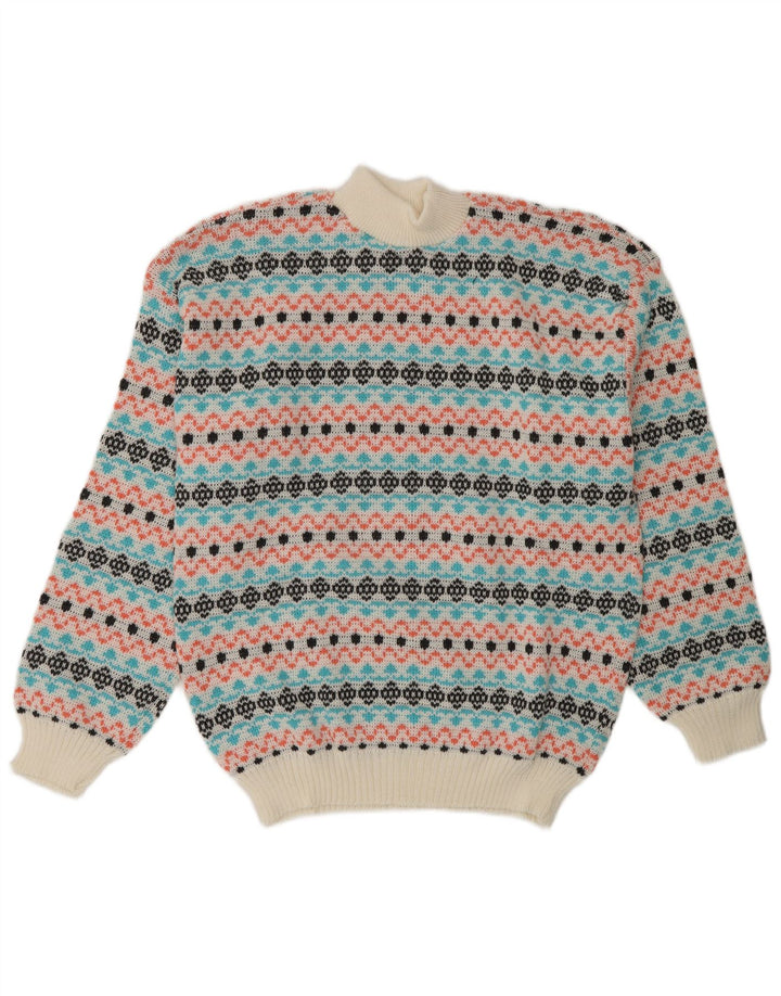 Vintage Herren Rollkragenpullover Pullover Medium Mehrfarbig Fair Isle