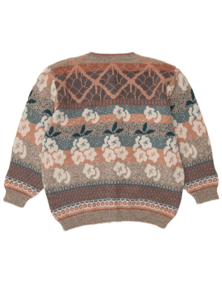 SIMONE Damen-Cardigan-Pullover UK 16 Große mehrfarbige Blumenwolle