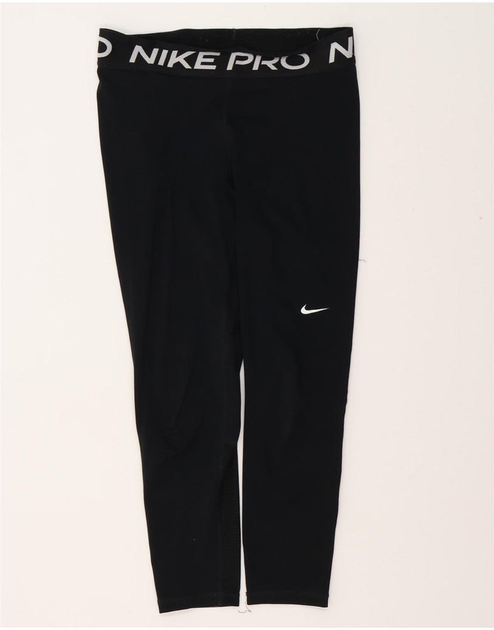 NIKE Womens Dri Fit Graphic Leggings UK 12 Mittelschwarzes Polyester