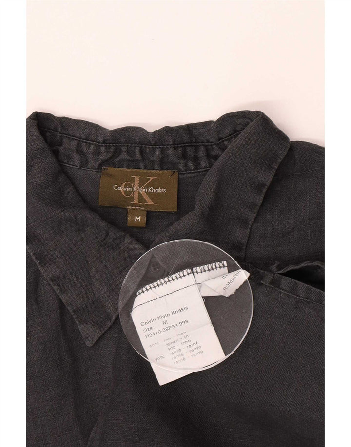 Calvin Klein Damen Khakis Hemd UK 12 Mittelgraues Leinen
