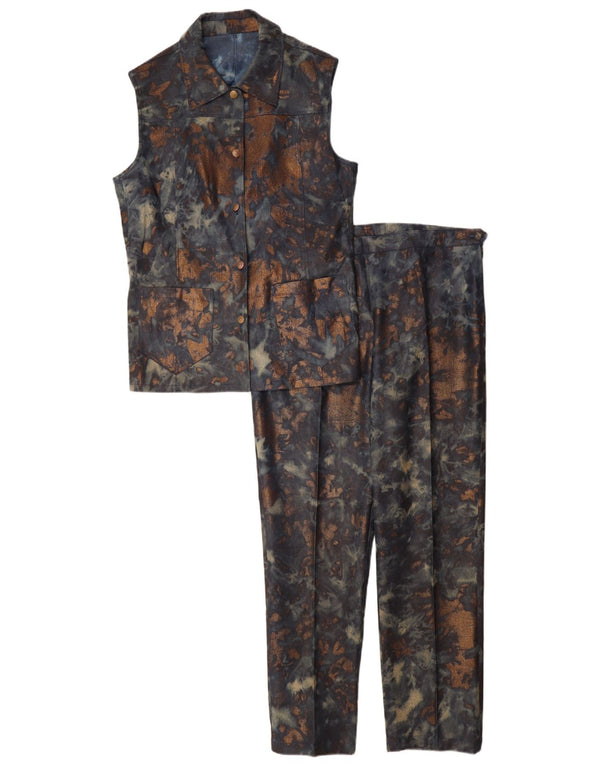Vintage Damen 2-teiliges Set UK 14 Groß W34 L29 Marineblau Batik
