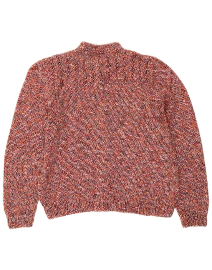 Vintage Damen Cardigan Pullover UK 14 Mittelrosa meliert