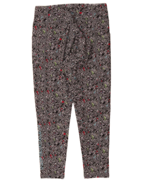Reebok Mädchen-Leggings, 10–11 Jahre, groß, graues Blumenmuster, Polyester