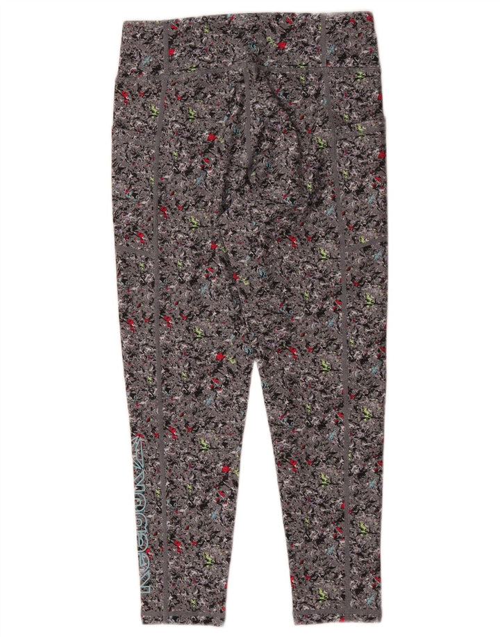 Reebok Mädchen-Leggings, 10–11 Jahre, groß, graues Blumenmuster, Polyester