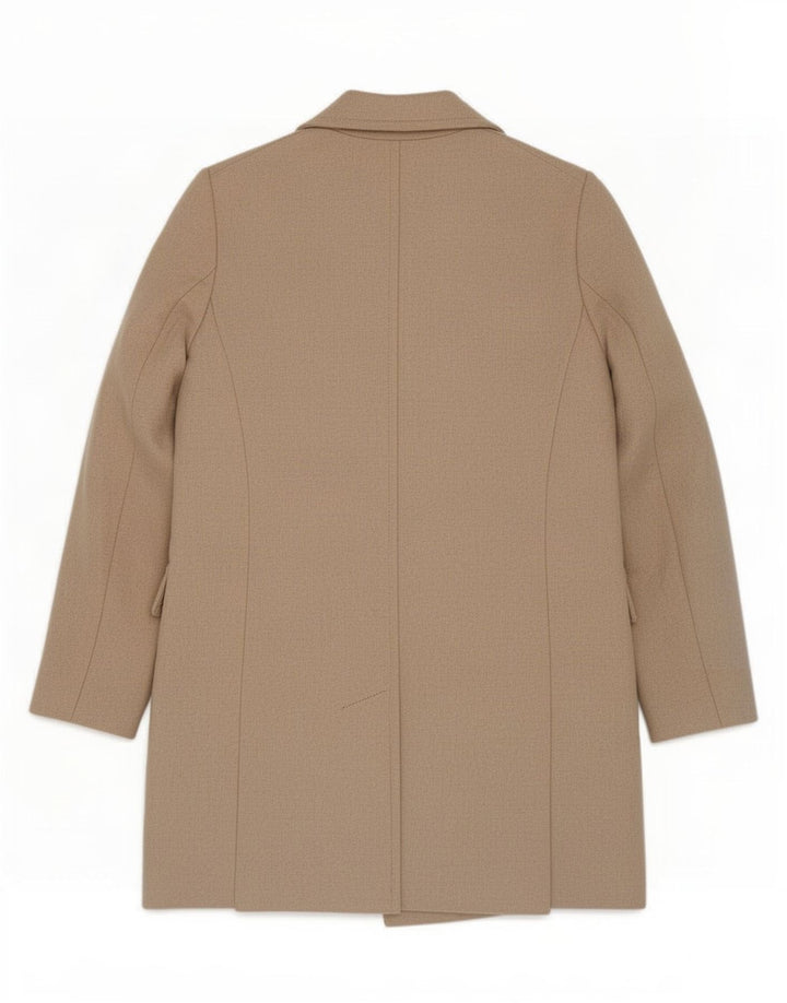 Zara Damen Zweireihiger Mantel UK 10 Small Beige Wolle