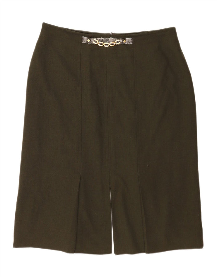 ARA Damen gerader Rock UK 18 XL W34 Khaki Polyester