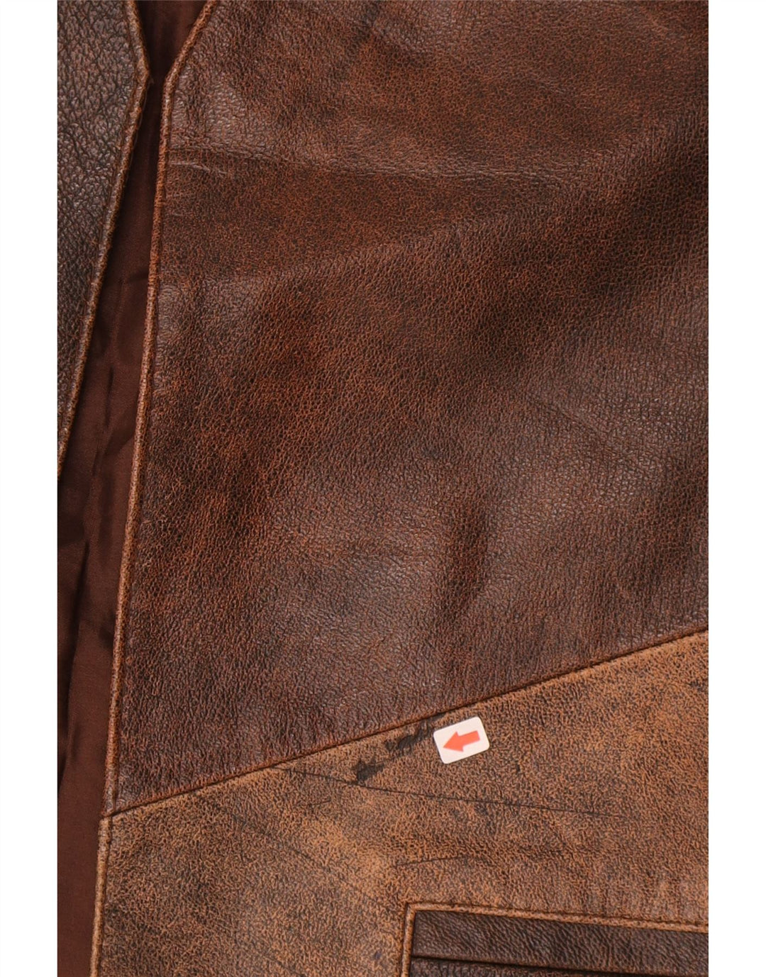 Vintage Herren Lederweste Mittelbraun Farbblock