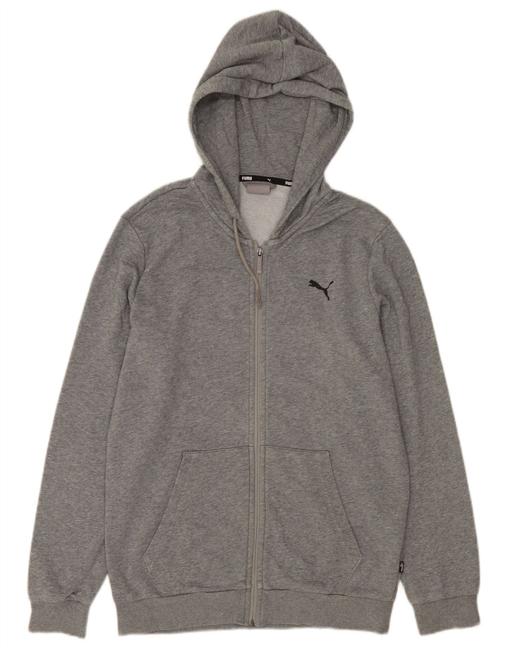 Puma Herren-Kapuzenpullover mit Reißverschluss, klein, graue Baumwolle