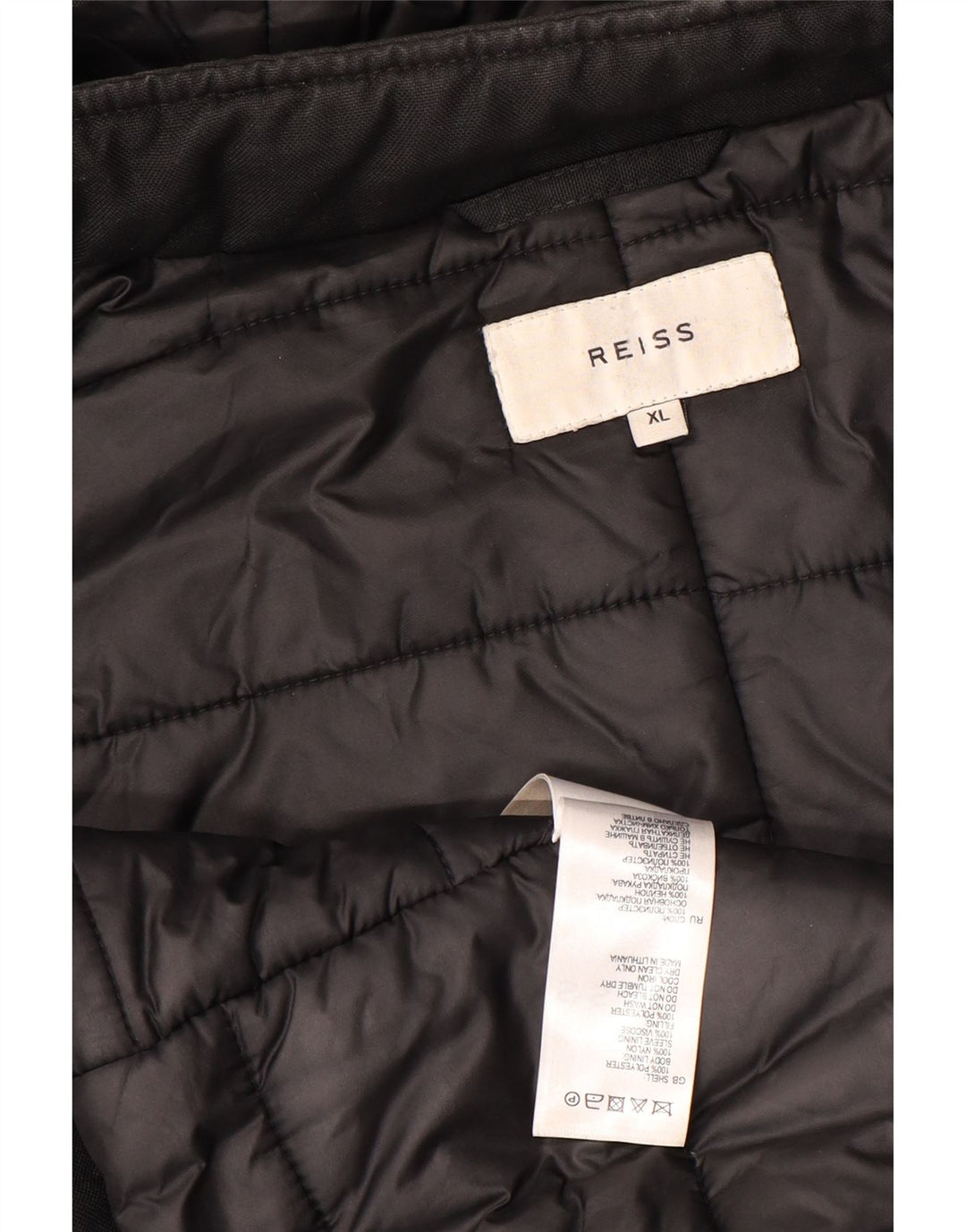Reiss Herren-Jacke mit Kapuze, gepolstert, UK 42, XL, Schwarz, Polyester