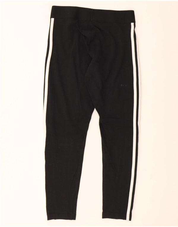 Adidas Damen Crop Leggings UK 8/10 Small Schwarz Baumwolle