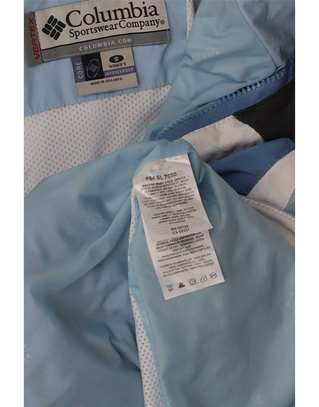 Columbia Damen-Regenjacke mit Kapuze, übergroß, UK 10, klein, Blau, Farbblock