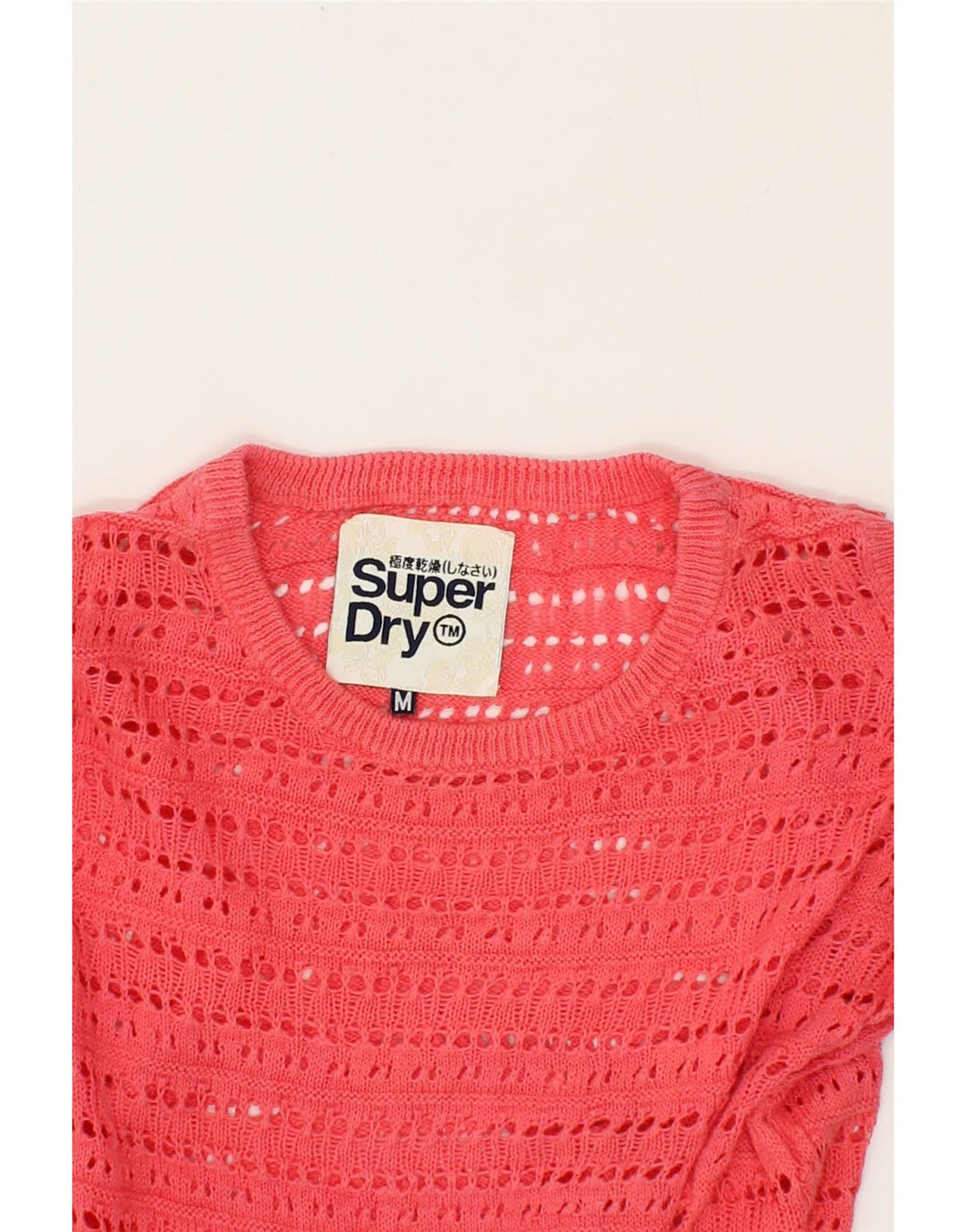SUPERDRY Womens Off Shoulder Crew Neck Jumper Sweater UK 12 Medium Pink Vintage Superdry and Second-Hand Superdry from Messina Hembry 