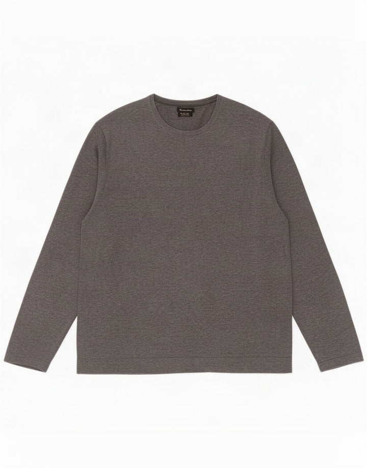 Massimo Dutti Herren Top Langarm XL Grau Baumwolle