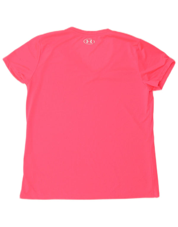 UNDER ARMOUR Damen Heat Gear T-Shirt Top UK 16 Large Pink