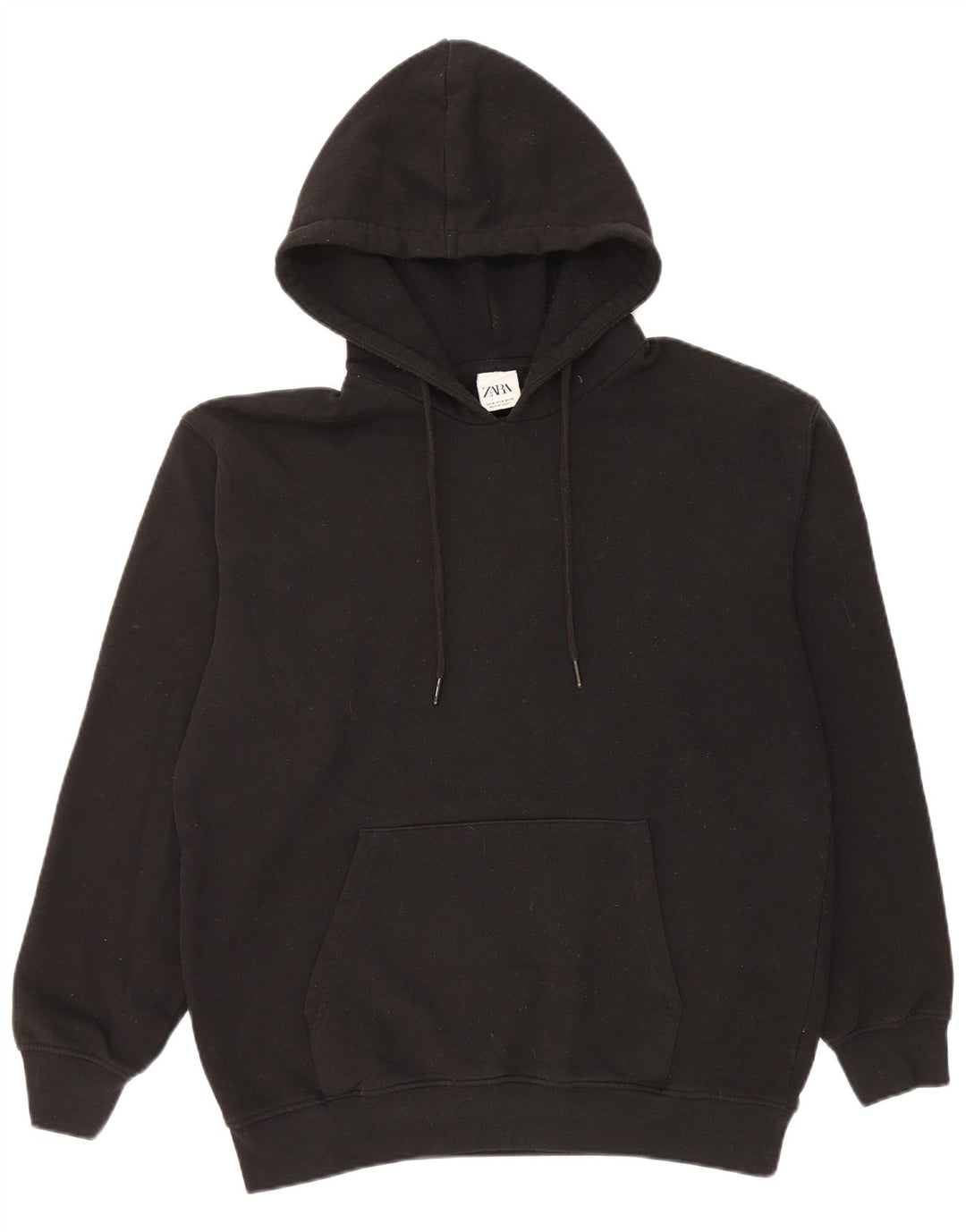 Zara Herren-Hoodie-Pullover aus mittelschwarzer Baumwolle
