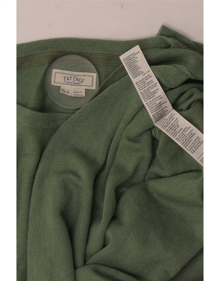 Fat Face Damen-Pullover mit U-Boot-Ausschnitt, UK 12, Mittelgrün, Polyester