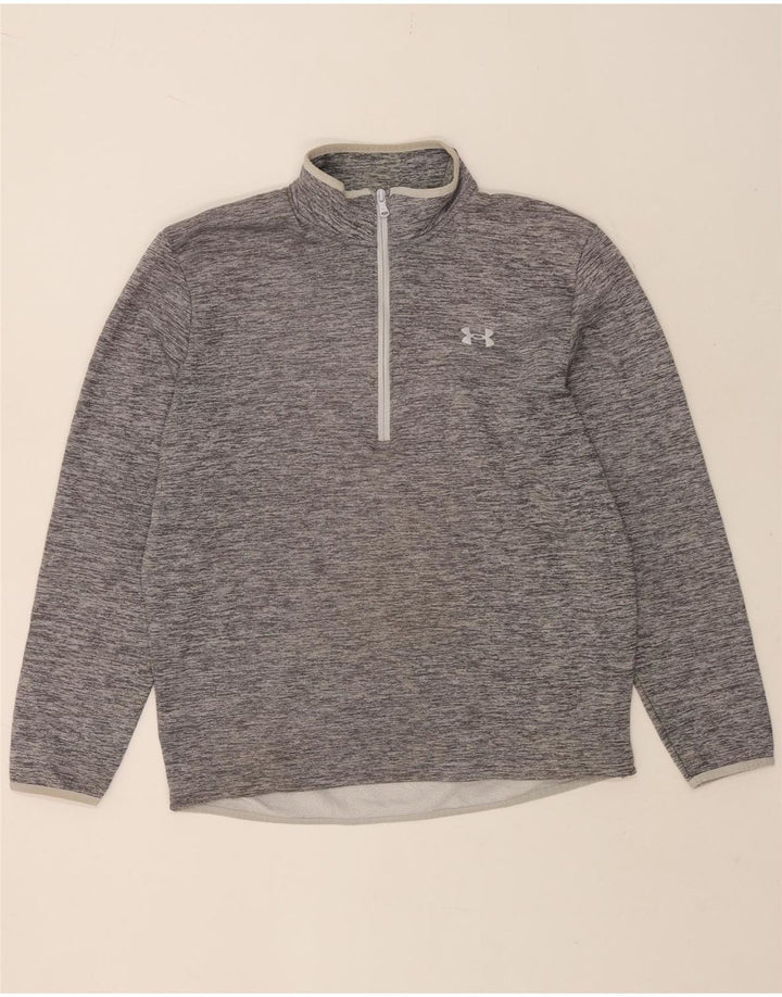 Under Armour Herren-Sweatshirt mit Reißverschluss am Hals, Mittelgrau meliertes Polyester