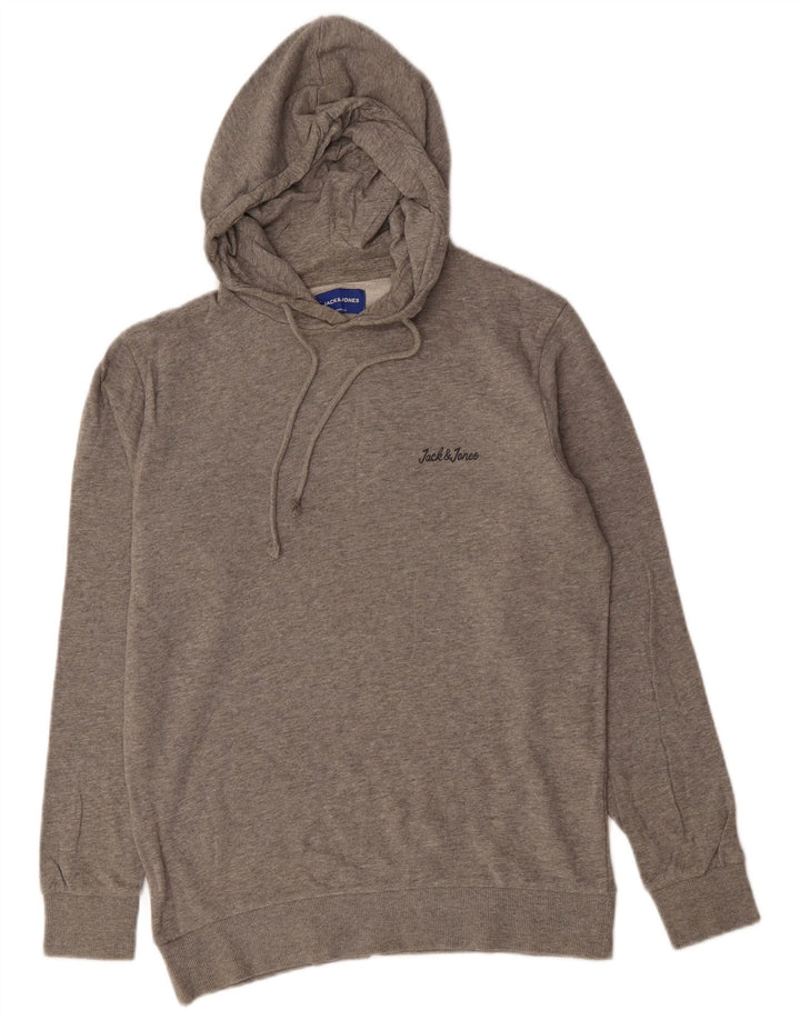 JACK & JONES Herren-Kapuzenpullover aus mittelgrau gesprenkelter Baumwolle