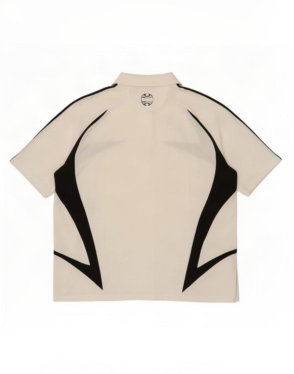 Adidas Herren-Poloshirt mit Grafik, UK 48/50, XL, weiße Colourblock-Baumwolle