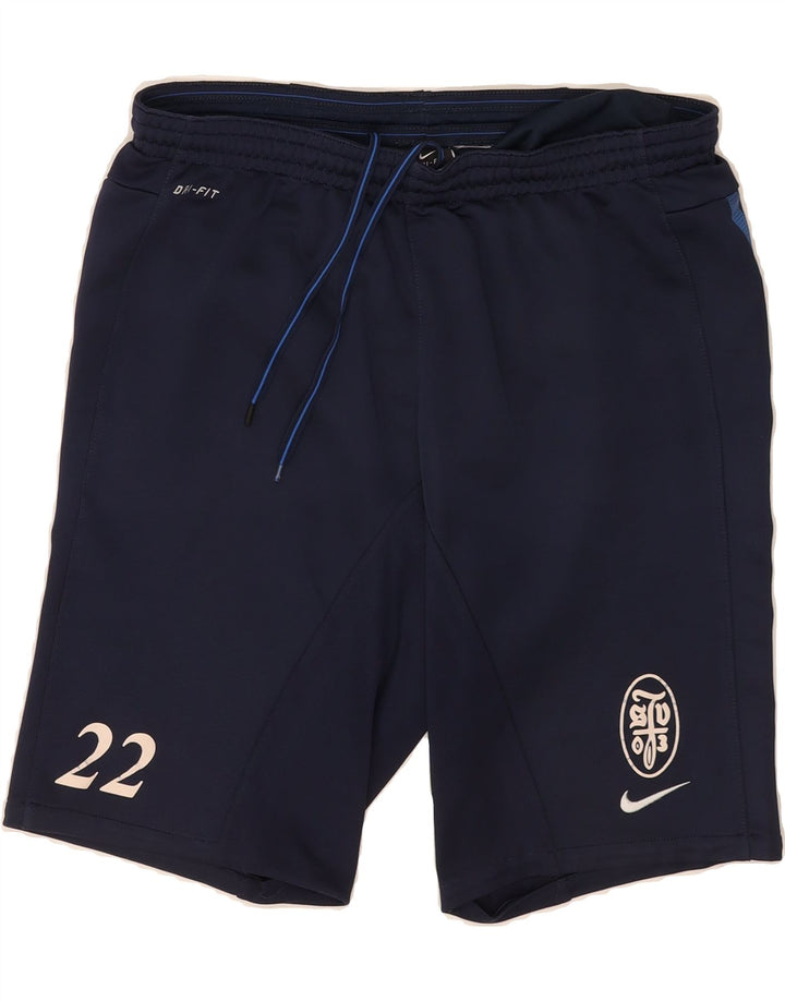 NIKE Mens Dri Fit Graphic Sport Shorts Small  Navy Blue Vintage Nike and Second-Hand Nike from Messina Hembry 