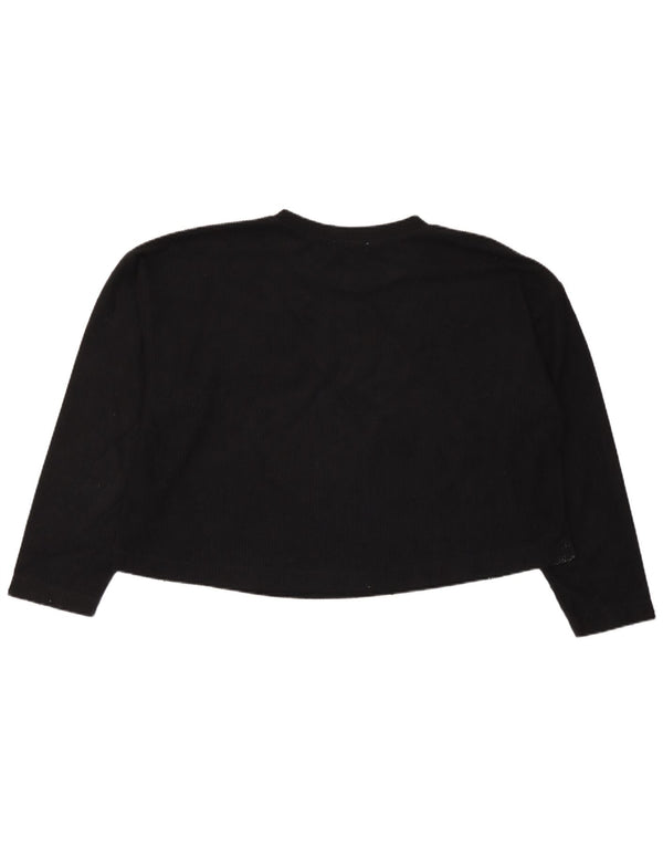 Zara Damen Trafaluc Crop Oversized Top Langarm UK 10 Small Schwarz