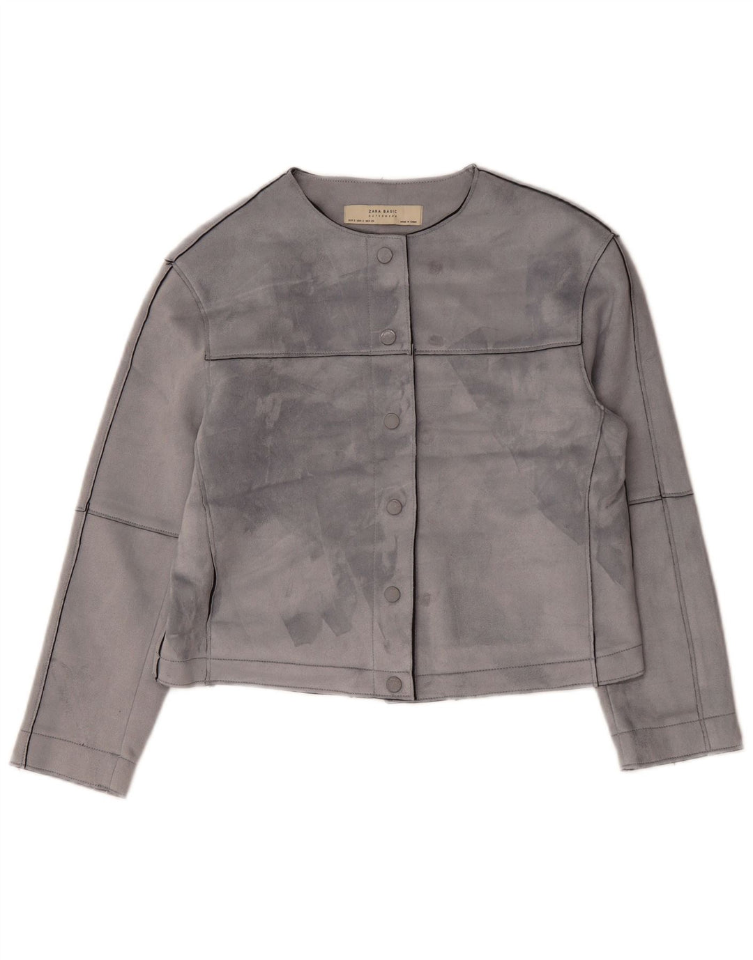 ZARA Damen Übergroße Crop Bomberjacke UK 10 Small Grau Polyester