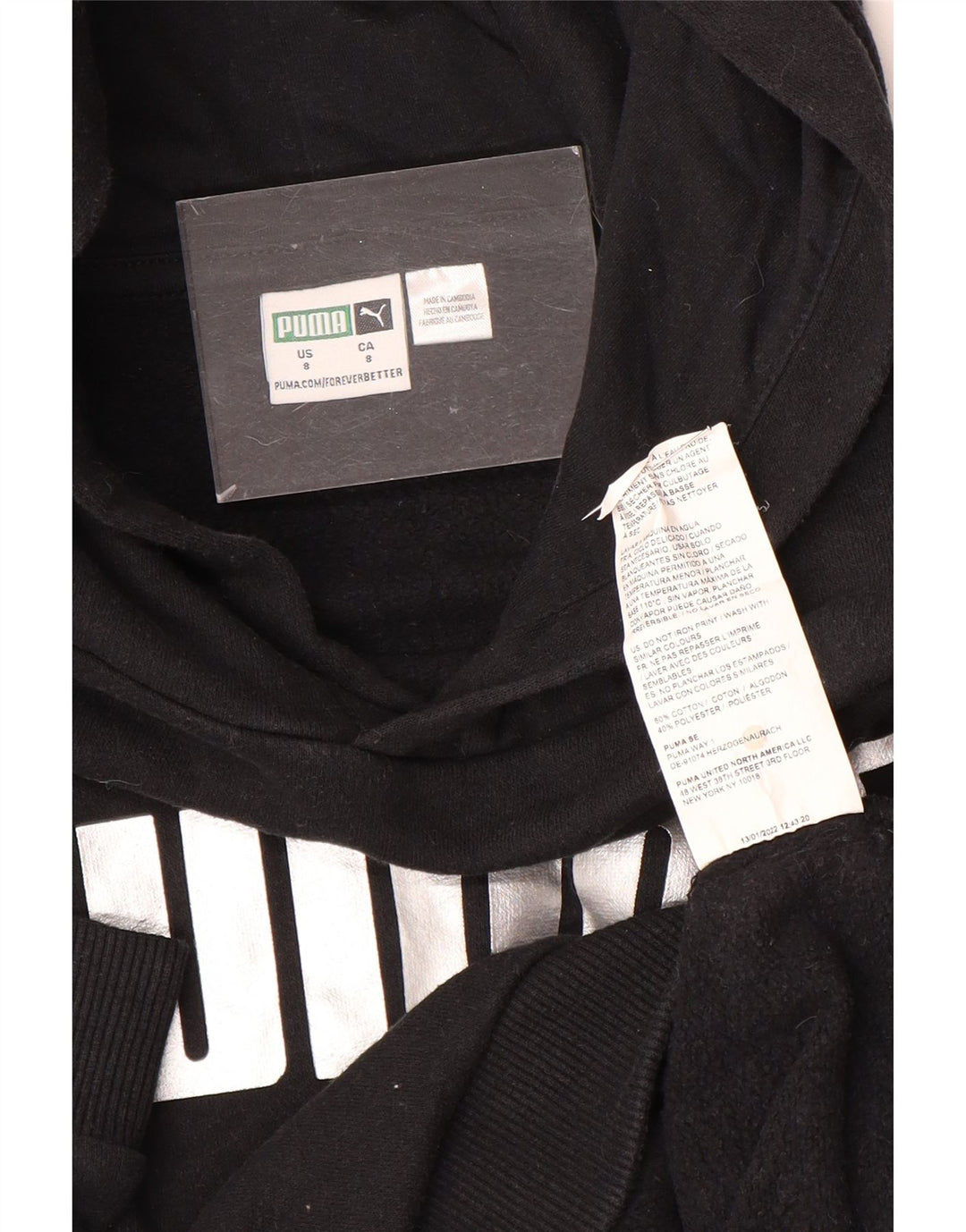 PUMA Mädchen Graphic Hoodie Pullover 7–8 Jahre, schwarze Baumwolle