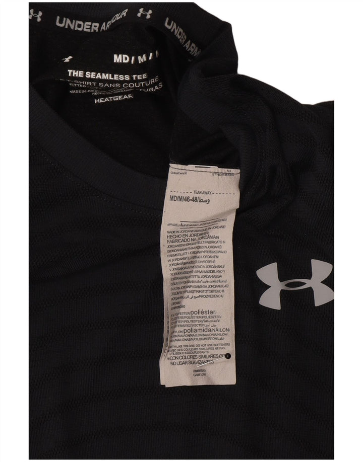 Under Armour Herren Heat Gear T-Shirt-Oberteil aus mittelgrau gestreiftem Polyester