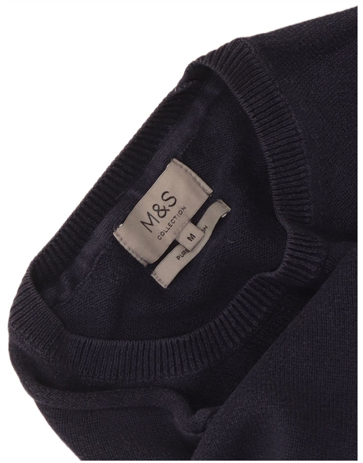 Marks & Spencer Herren-Pullover mit Rundhalsausschnitt, mittelmarineblaue Baumwolle