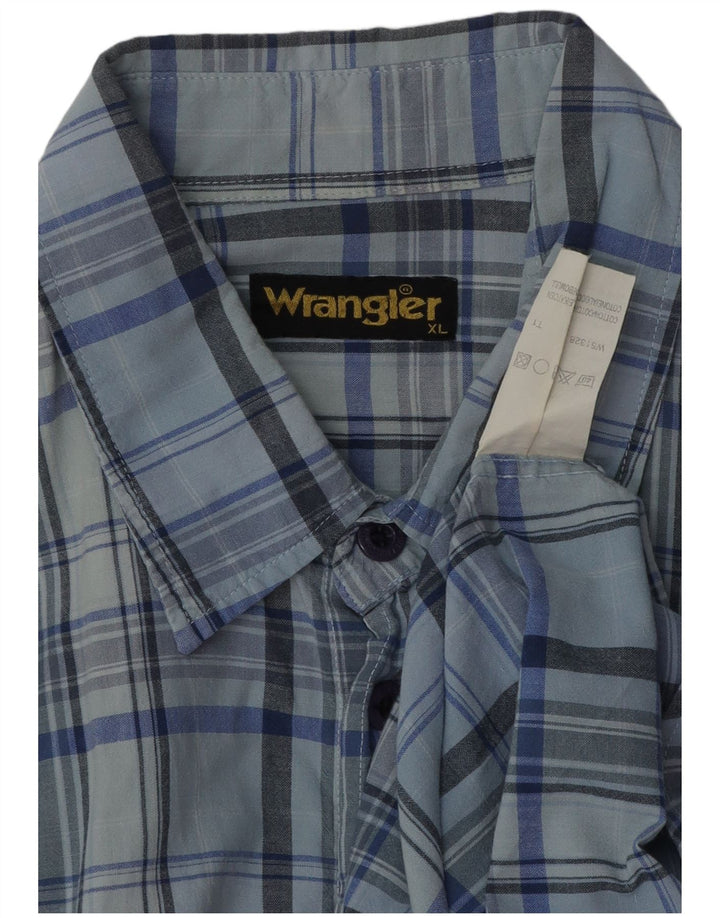 WRANGLER Herrenhemd XL, blau kariert, Baumwolle