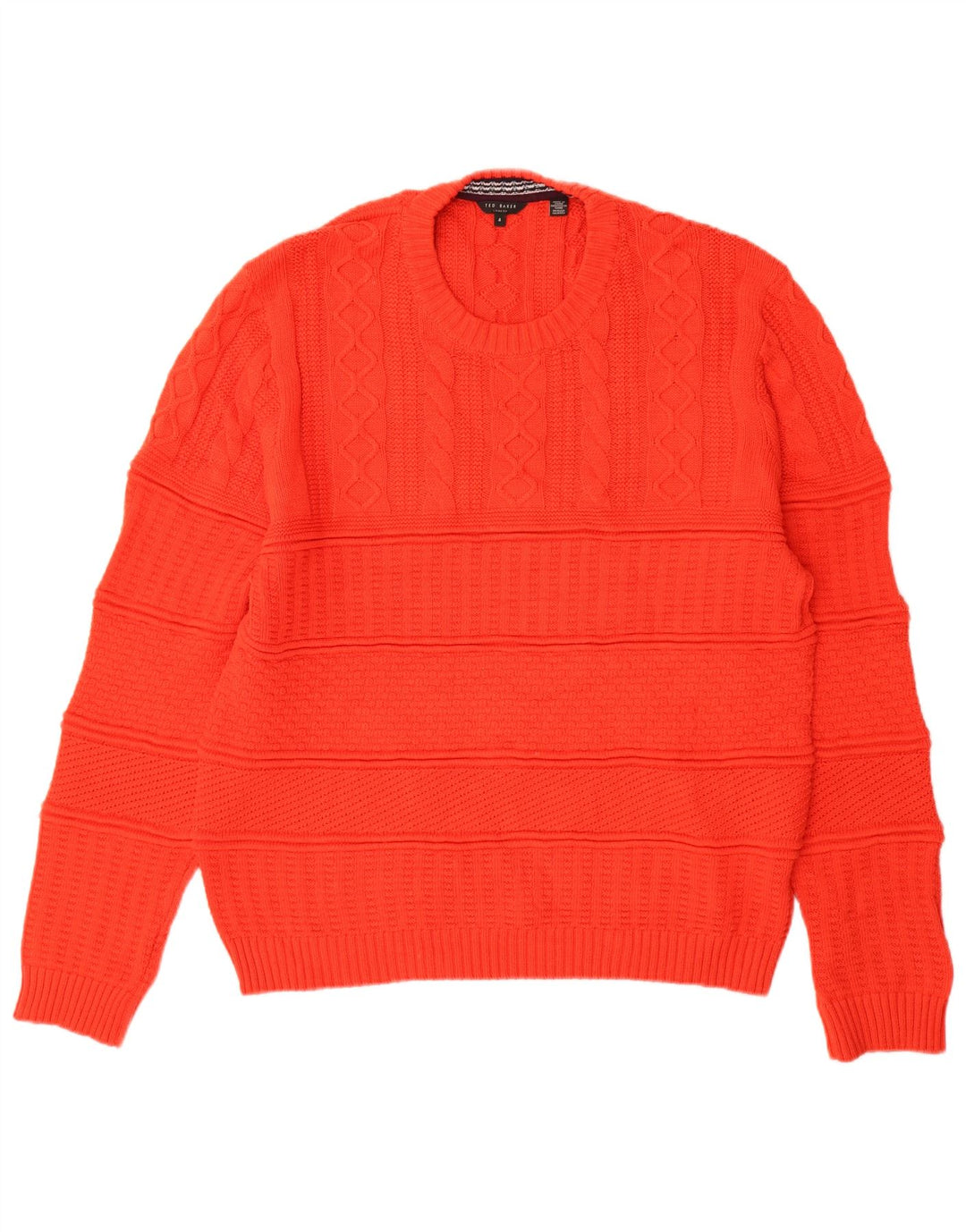 Ted Baker Herren-Pullover mit Rundhalsausschnitt, Größe 4, große rote Baumwolle