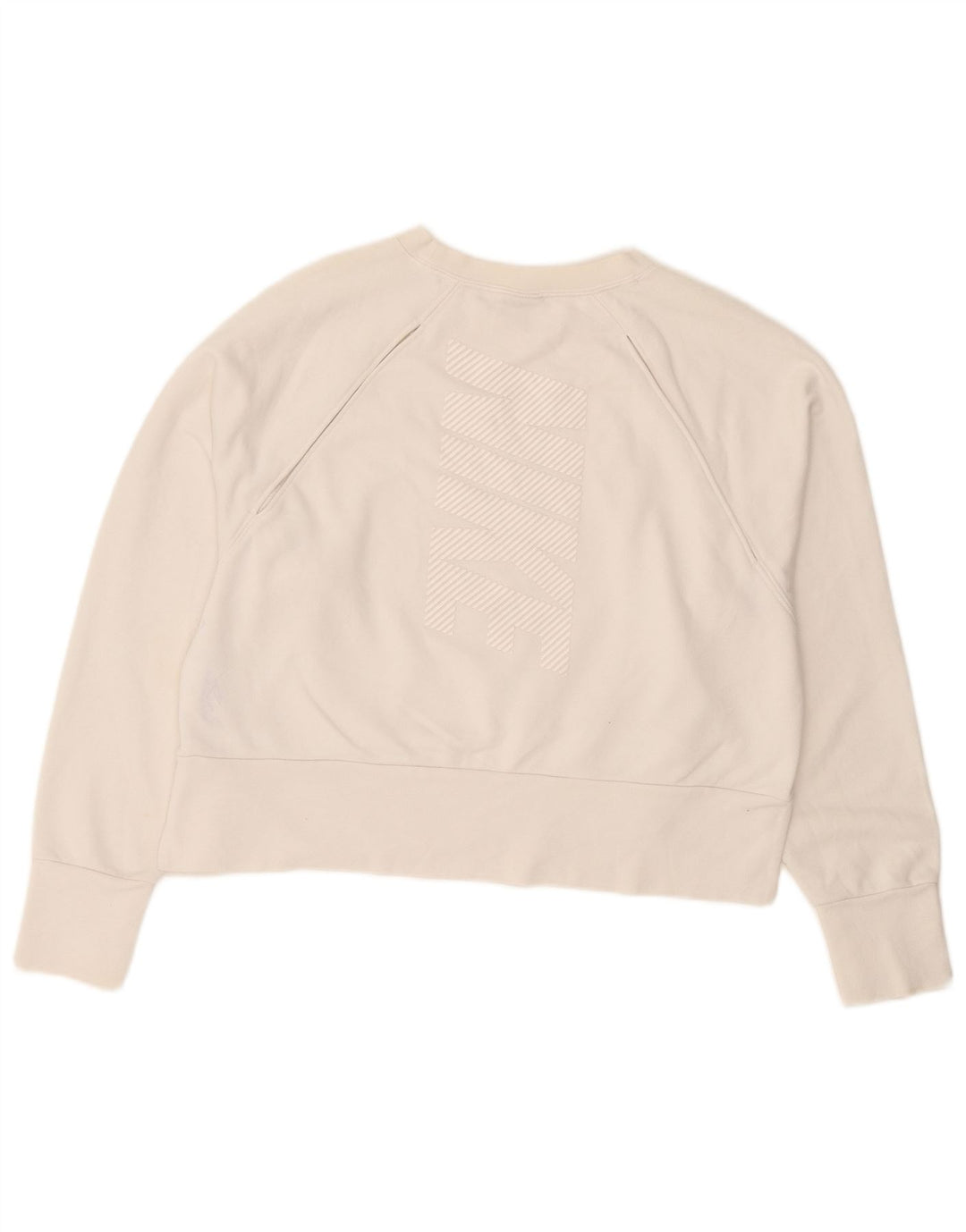 Nike Damen Crop Sweatshirt Pullover UK 14 Mittelweißes Polyester