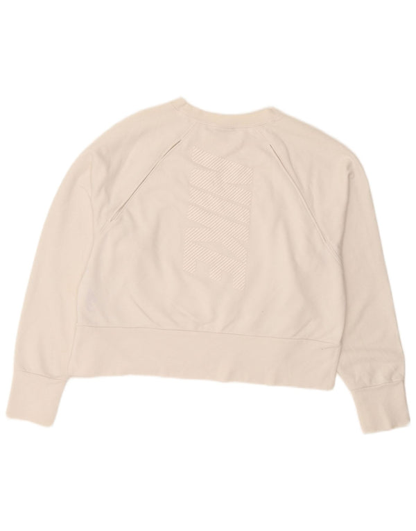 Nike Damen Crop Sweatshirt Pullover UK 14 Mittelweißes Polyester