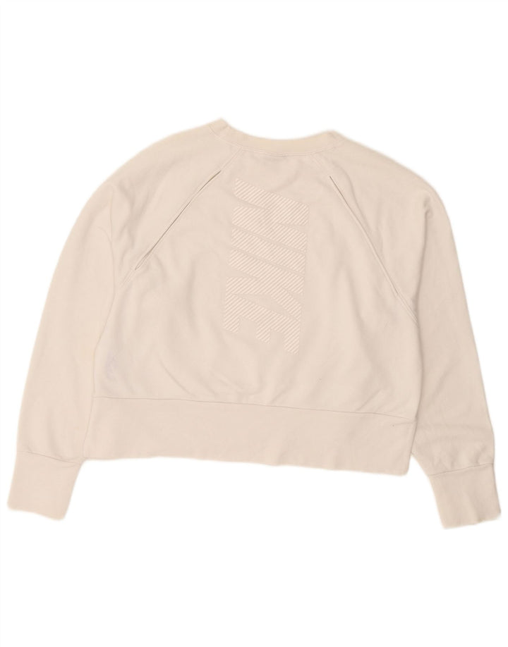 Nike Damen Crop Sweatshirt Pullover UK 14 Mittelweißes Polyester