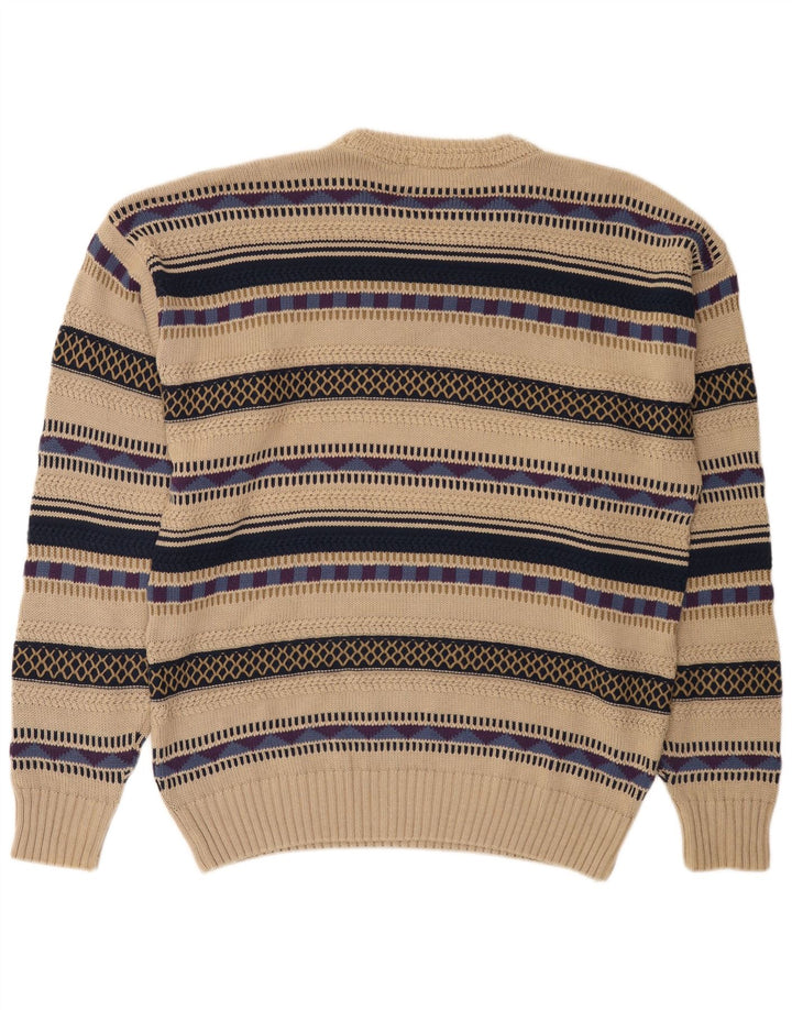 Canada Herren-Pullover mit Rundhalsausschnitt, Mittelbeige, gestreift, Baumwolle